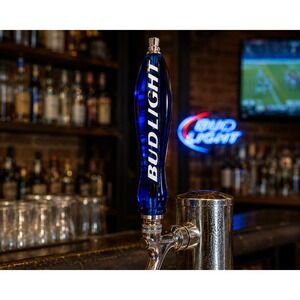 Vintage Bud Light Blue Acrylic Beer Tap Handle Draft Beer Keg Bar Man Cave 11.5"